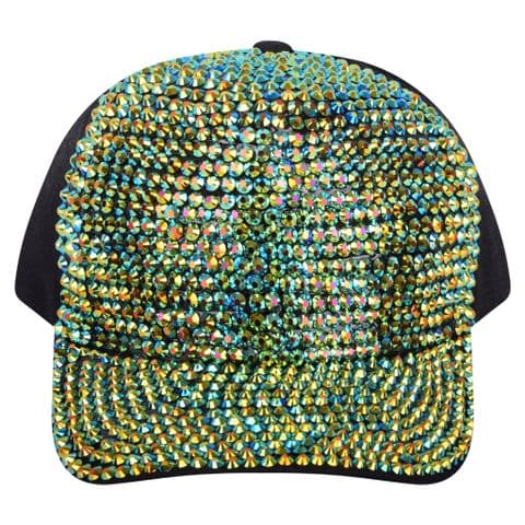 green Rhinestone Decor Baseball Cap