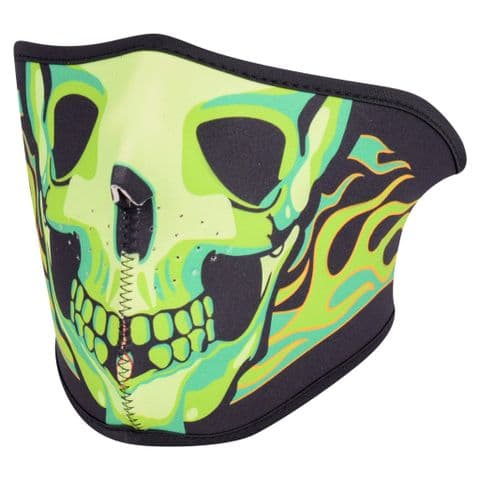 Green Skull Reversible Half Face Mask