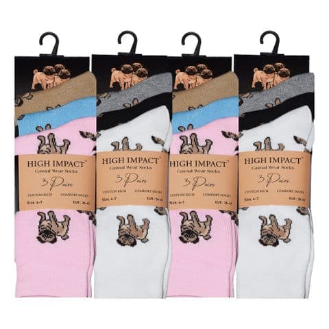 High Impect Pug Dog Design Socks