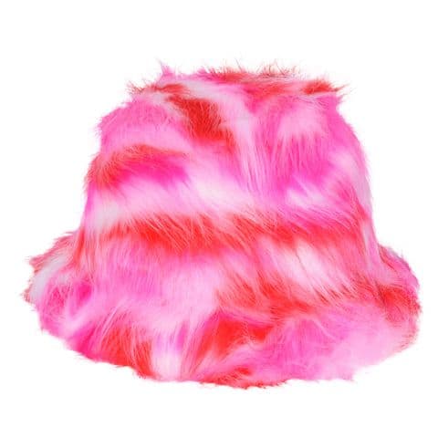 Hot pink Funky furr large bucket hats