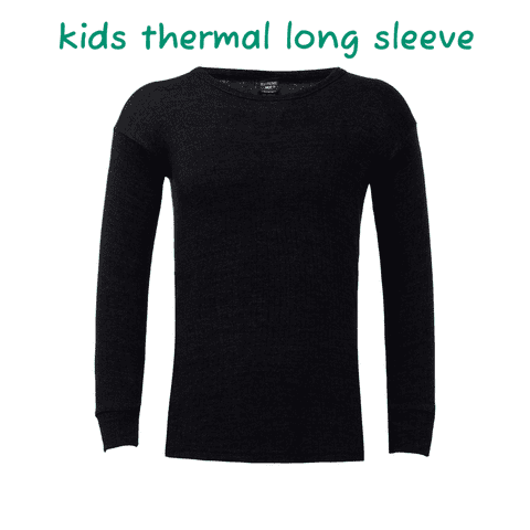 kids black thermal long sleeve T-Shirt