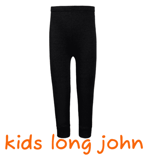 kids black thermal underwear