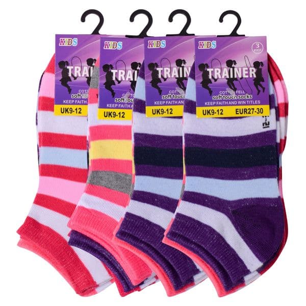 Kids Multi Summer Lines Trainer Socks