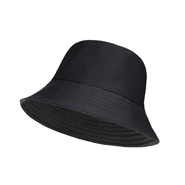 Kids Plain Black Cotton Bucket Hat