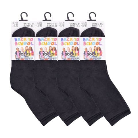 Kids Plain Black School Socks