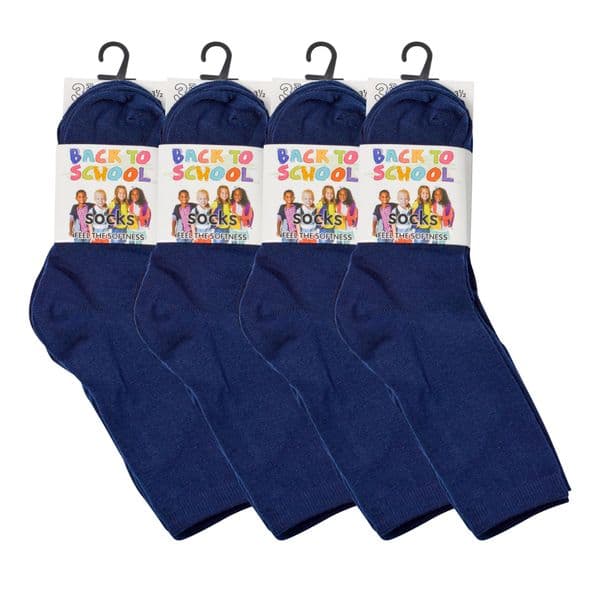 Kids Plain Navy Blue School Socks