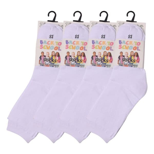 Kids Plain White School Socks