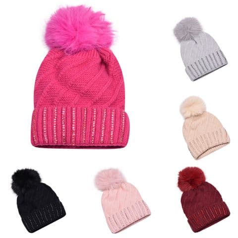 Kids pompom beanie hat