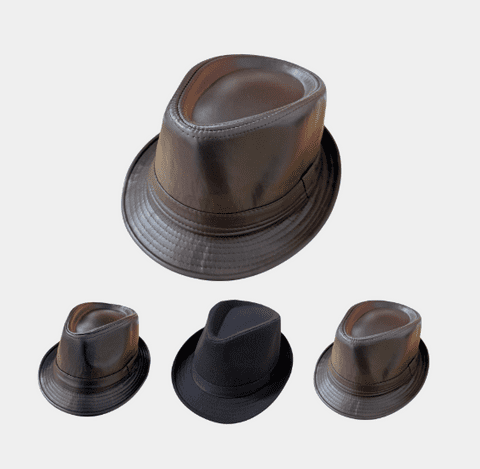 Kids Random 12 Pcs PU/Cotton Mix Colour trilby hat