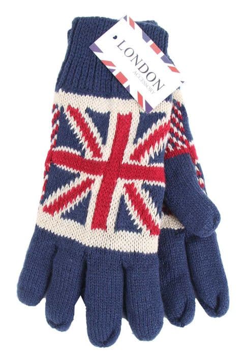 Knitted union jack gloves
