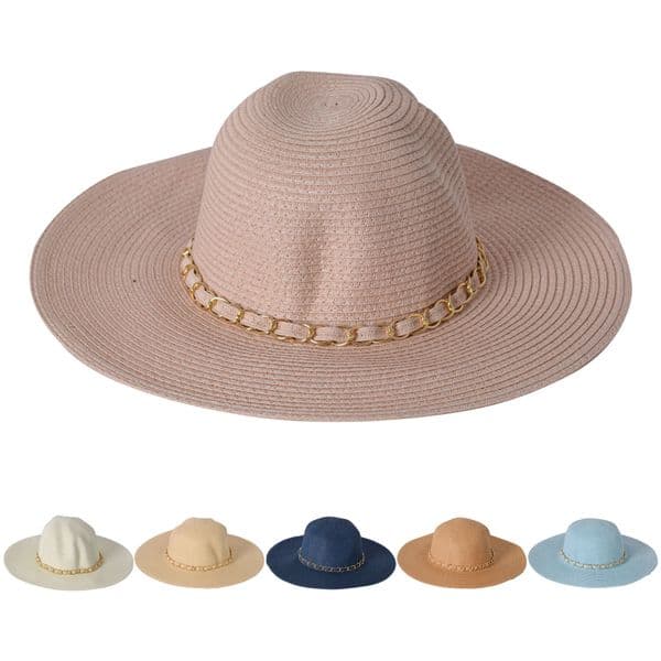 Ladies chain wide brim sun hat