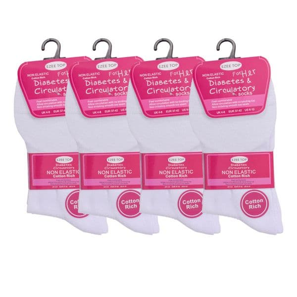 Ladies diabetic white socks