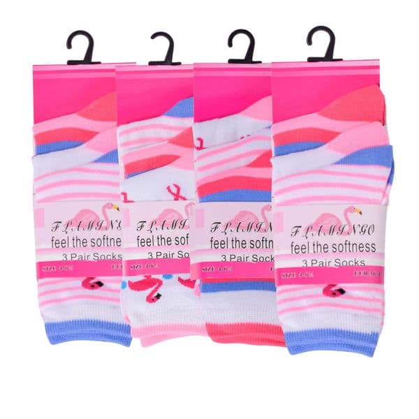 Ladies flamingo cotton rich socks