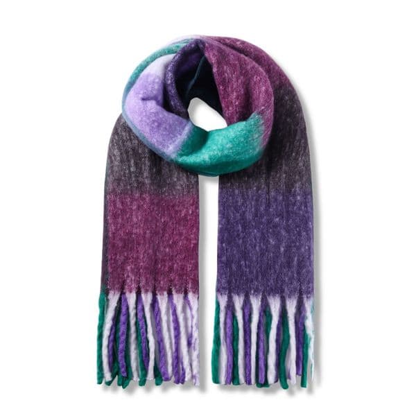 Ladies Fluffy Scarf darkish Stripe