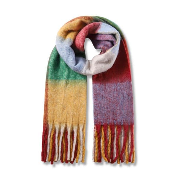 Ladies Fluffy Scarf Multi Colours Stripe