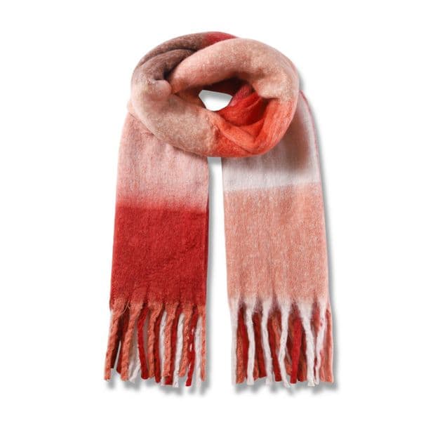 Ladies Fluffy Scarf orange mix strips