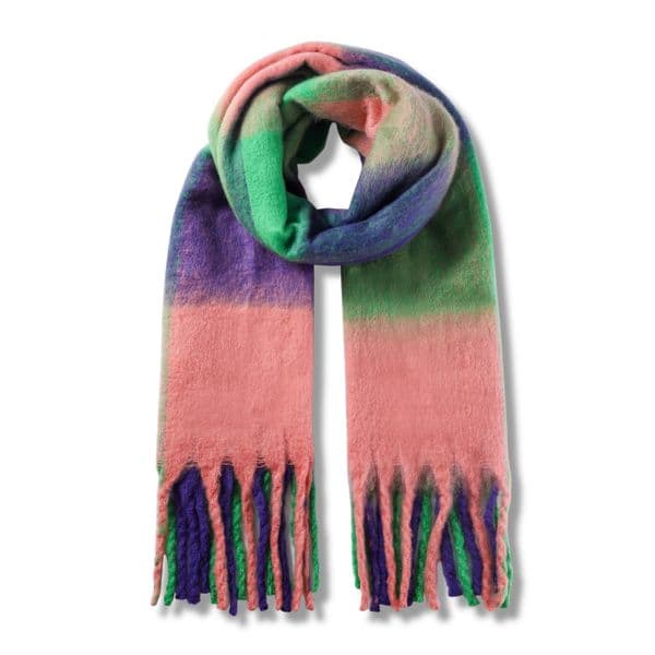 Ladies Fluffy Scarf Purple Stripes