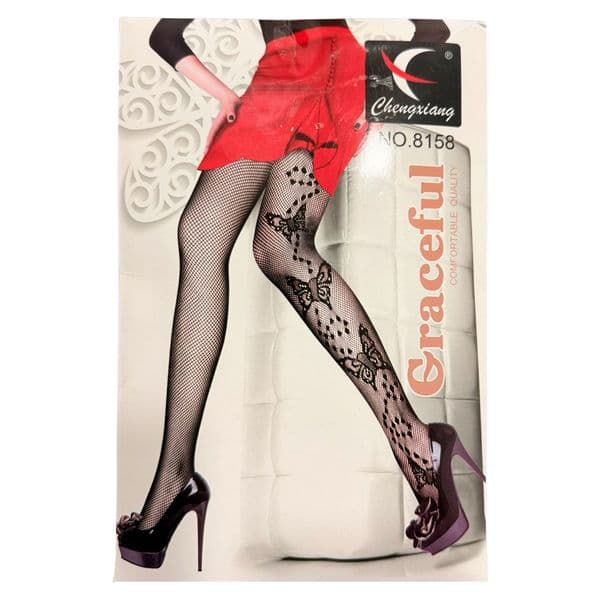 Ladies Foot Mesh And Butterfly Art Tights