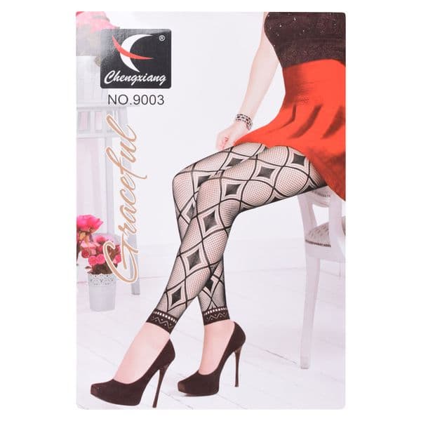 Ladies Footless Mesh Diamond Cut Tights