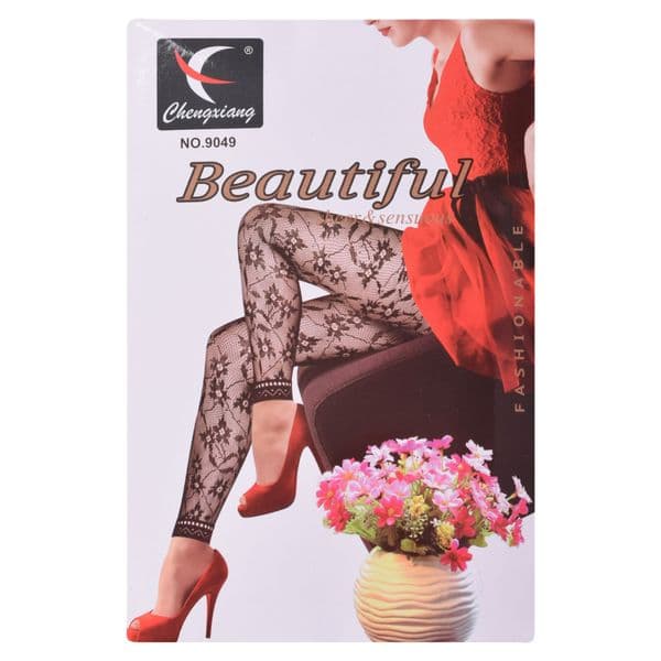 Ladies Footless Mesh Flowers Cut Tights
