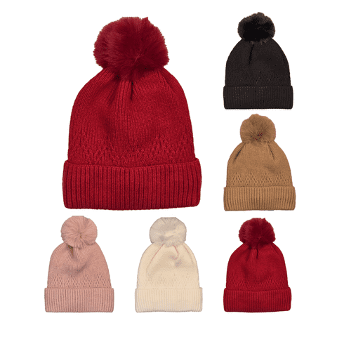 Ladies Pom Pom Beanie Hats Lht5