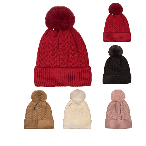 Ladies Pom Pom Beanie Hats Lht6	
