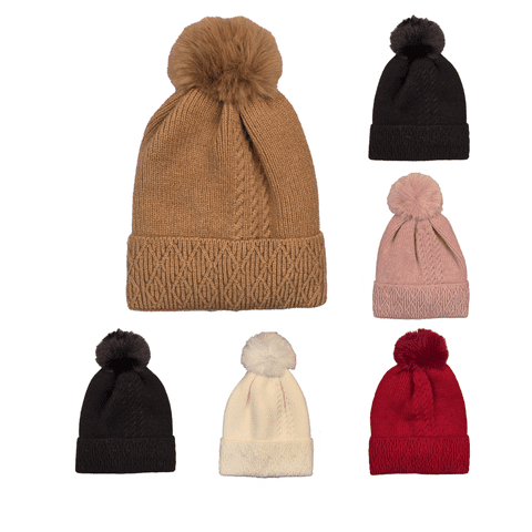 Ladies Pom Pom Beanie Hats Lht7