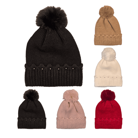 Ladies Pom Pom Beanie Hats Lht8	