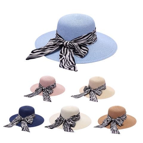 Ladies Straw black band Sun hat