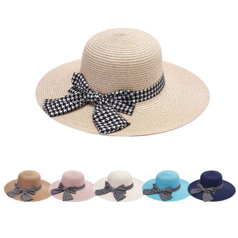 Ladies Straw Check Sun hat