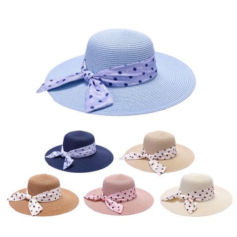 Ladies Straw Polka shining sun hat