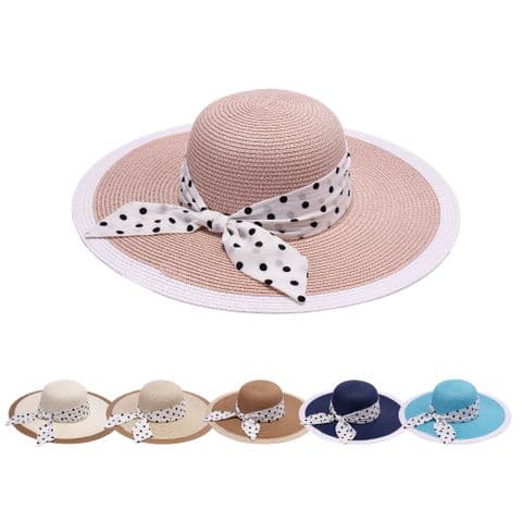 Ladies Straw Polka Sun hat