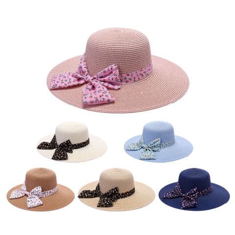 Ladies Straw Sun hat flower bow style band