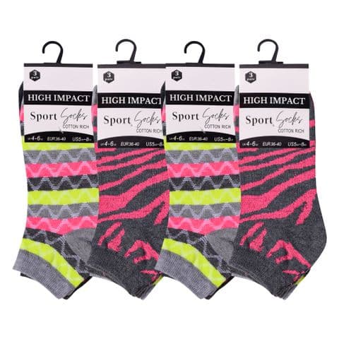 Ladies Zebra Trainer Socks