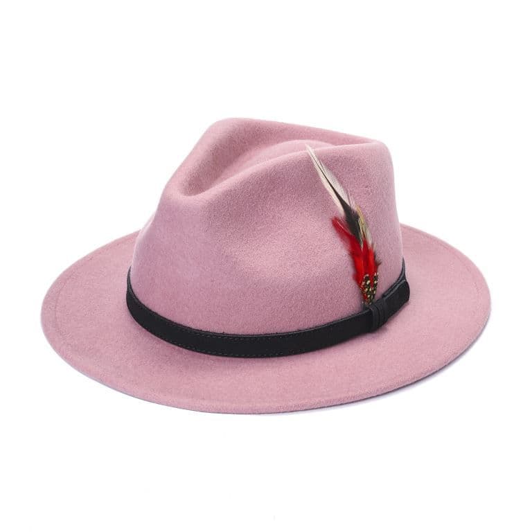 Light Pink Fedora wool hat