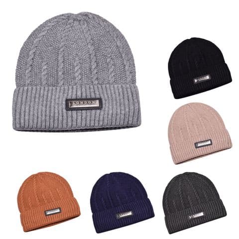 London Badge Zig Zag Lines Beanie Hat