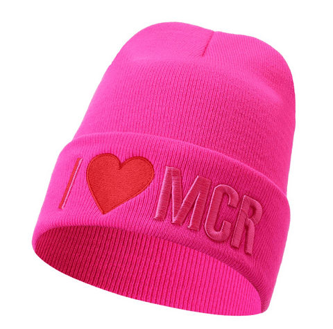 Love manchester hot pink beanie