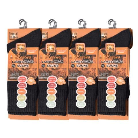 Men black wool merino socks