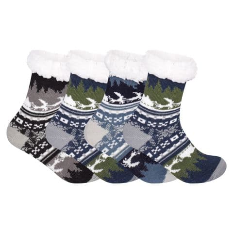 Men deer slipper sherpa padded socks