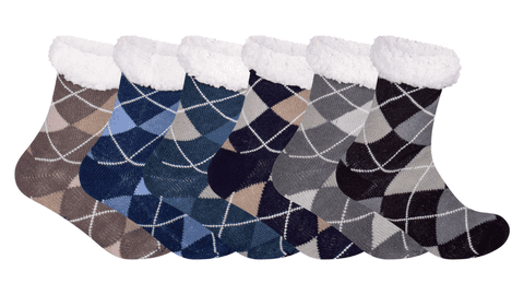 Men fluffy soft winter diamond slipper sherpa  sock