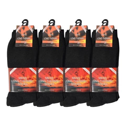 Men long thermal black socks