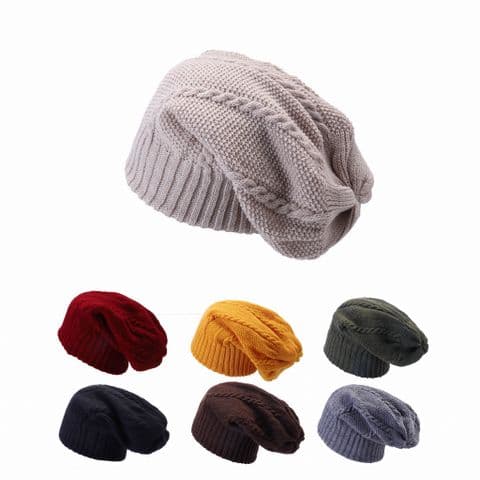 Men slouch cable knit beanie hat