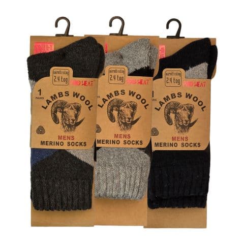 Mens 1pair Wool Merino Diamond Cut Socks