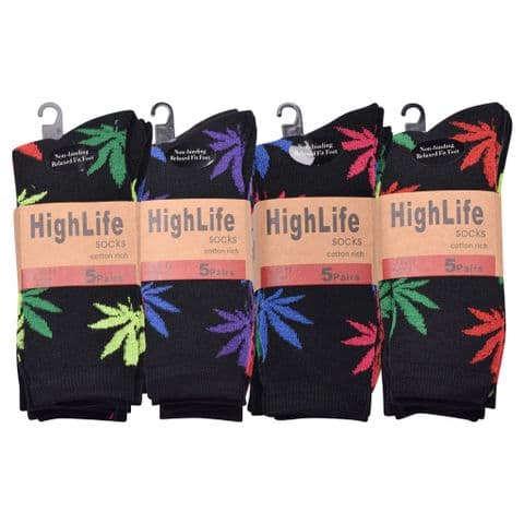 Multi Marijuana leaf sport sock