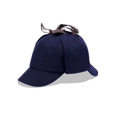 Navy Herringbone Deer Stalker Hat