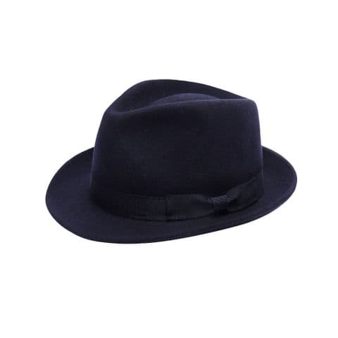 Navy wool trilby hat