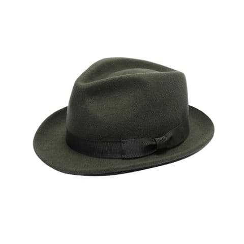 Olive green wool trilby hat
