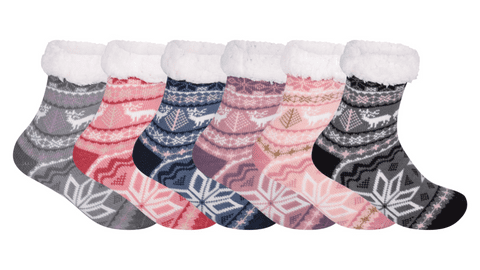 Padded thermal heat sherpa fluffy Reindeer socks