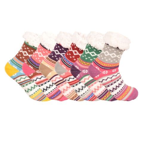 Padded Thermal Stripes Sherpa Fluffy Socks