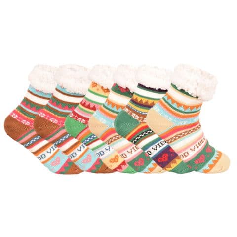 Padded Thermal Stripes  Sherpa Fluffy Socks..